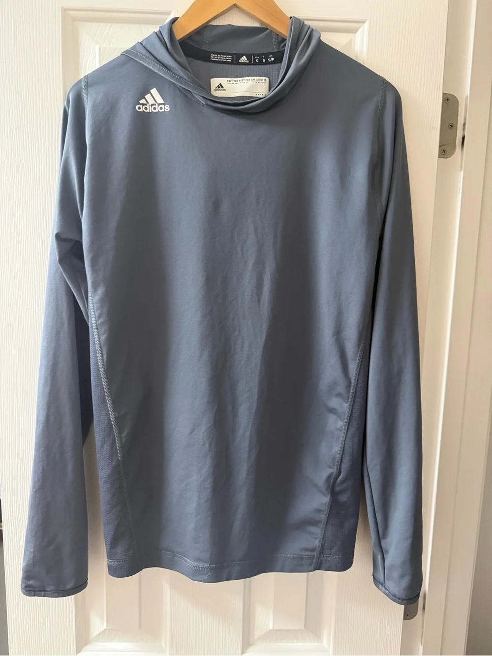 adidas Men’s Long-Sleeve Hooded Performance Top - Slate Gray Blue